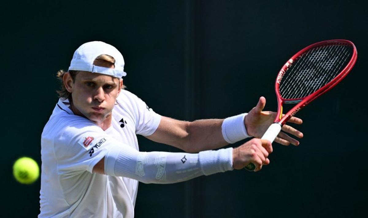 Belgium's Zizou Bergs returns against Britain's Arthur Fery during their men's singles third round tennis match on the sixth day of the 2026 Wimbledon Championships at The All England Lawn Tennis and Croquet Club in Wimbledon, southwest London, on July 4, 2026. Kirill KUDRYAVTSEV / AFP