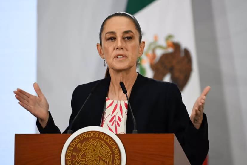 Mexico's President Claudia Sheinbaum speaks during her daily press conference at the Palacio Nacional in Mexico City on April 6, 2026. YURI CORTEZ / AFP