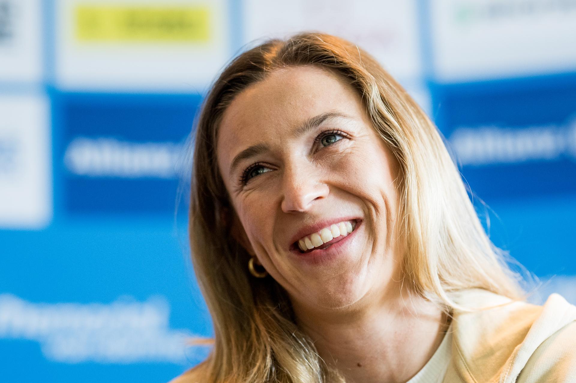 Belgian Paulien Couckuyt talks to the press during a press conference on the 50th edition of the Memorial Van Damme athletics event in Brussels, Tuesday 1 September 2026. The 2026 Allianz Memorial Van Damme Diamond League meeting takes place on 04 and 05 September 2026. BELGA PHOTO JASPER JACOBS