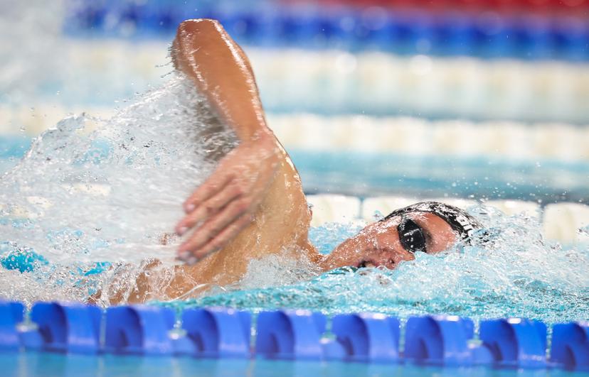Belgian athlete Lucas Henveaux pictured in action during the heats of the Men's 400 m freestyle race on the last day of the European Aquatics Championships in Paris, France on Sunday 16 August 2026. BELGA PHOTO VIRGINIE LEFOUR
