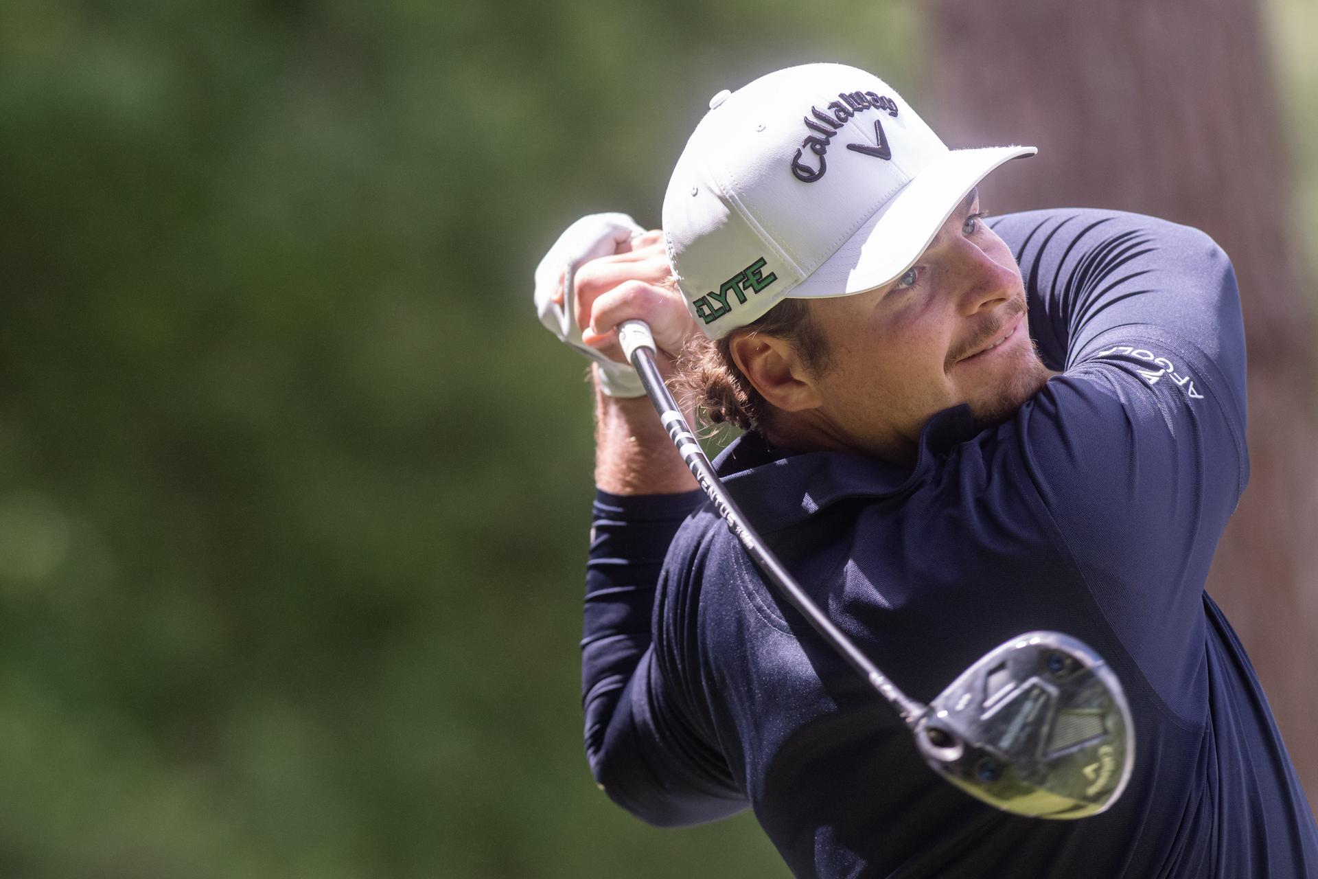 Belgian Nathan Cossement pictured in action during the 2025 Soudal Open DP World Tour golf tournament, in Schilde, Wednesday 21 May 2025. From May 22 to 25, Rinkven Golf Club in Schilde will host the fourth edition of the Soudal Open, the Belgian leg of the DP World Tour. BELGA PHOTO JONAS ROOSENS