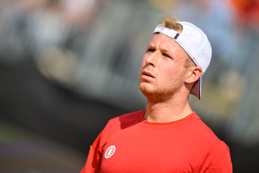 Belgian Gauthier Onclin looks dejected after losing a tennis match between Austrian Rodionov and Belgian Onclin, the first rubber in the tie between Austria and Belgium, qualifiers for the Davis Cup tournament, on Friday 18 September 2026 in Vienna, Austria. BELGA PHOTO DAVID PINTENS