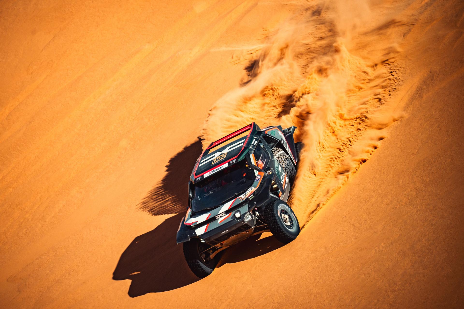 ATTENTION EDITORS - HAND OUT PICTURES - EDITORIAL USE ONLY - MANDATORY CREDIT 'DACIA SANDRIDERS CONTENT POOL' This handout picture, distributed by Eric Dupain on Tuesday 14 October 2025, shows the car of Nasser Al Attiyah and Fabian Lurquin at the stage 2 of the Rally of Morocco in Erfoud, Morocco. BELGA PHOTO HANDOUT DACIA SANDRIDERS CONTENT POOL Belga and Belga Editorial Board decline all responsibility regarding the content of this picture.