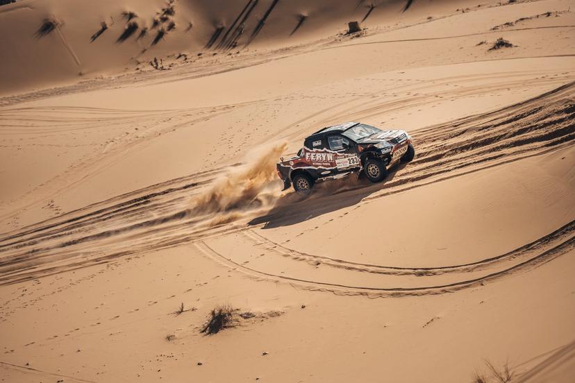 ATTENTION EDITORS - HAND OUT PICTURES - EDITORIAL USE ONLY - MANDATORY CREDIT: 'ALESSIO CORRADINI' Hand out pictures released by Eric Dupain shows Koen Wauters and Tom De Leeuw during during stage 2 of the 2026 Africa Eco Race rally race in Baousaid, Morocco, on Tuesday 27 January 2026. *** Belga and Belga Editorial Board decline all responsibility regarding the content of this picture. *** PHOTO HAND OUT - ALESSIO CORRADINI