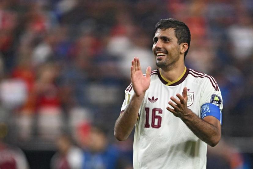 Spain's midfielder #16 Rodri celebrates after his team won the 2026 World Cup football tournament semi-final match between France and Spain at the Dallas Stadium in Arlington on July 14, 2026. MAURO PIMENTEL / AFP