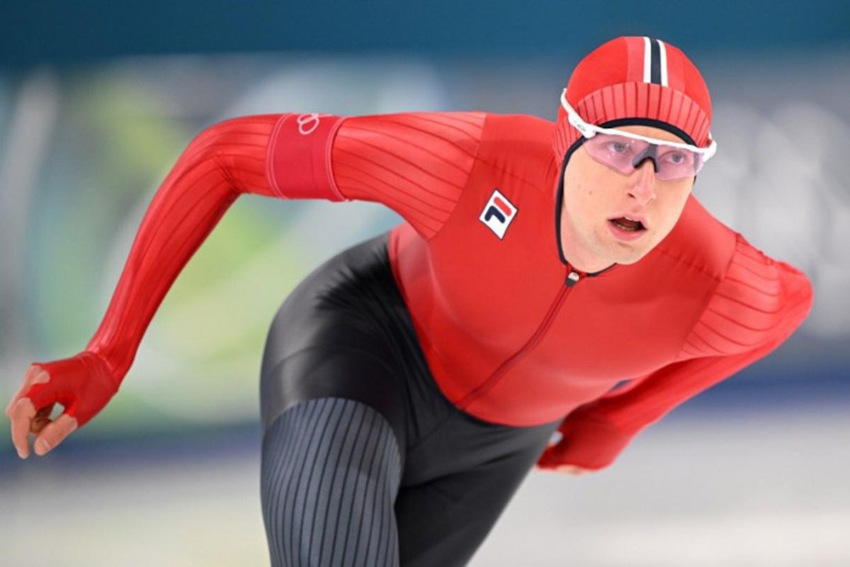 Norway's Sander Eitrem competes in the speed skating men's 1500m during the Milano Cortina 2026 Winter Olympic Games at Milano Speed Skating Stadium in Milan on February 19, 2026. Daniel MUNOZ / AFP