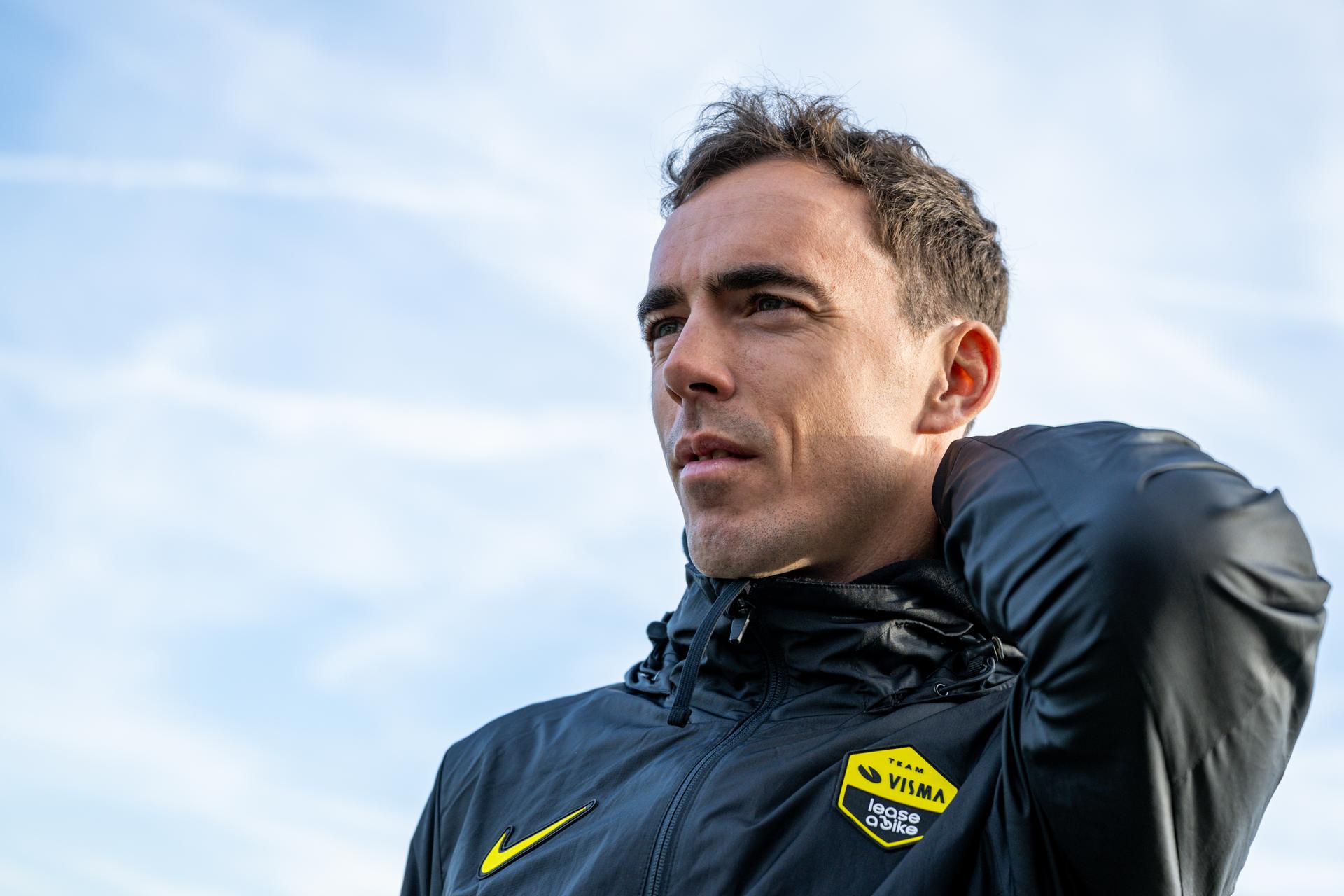 French Christophe Laporte pictured during the team presentation of the Team Visma-Lease a Bike cycling team in Alicante, Spain, Tuesday 13 January 2026. BELGA PHOTO DAVID PINTENS