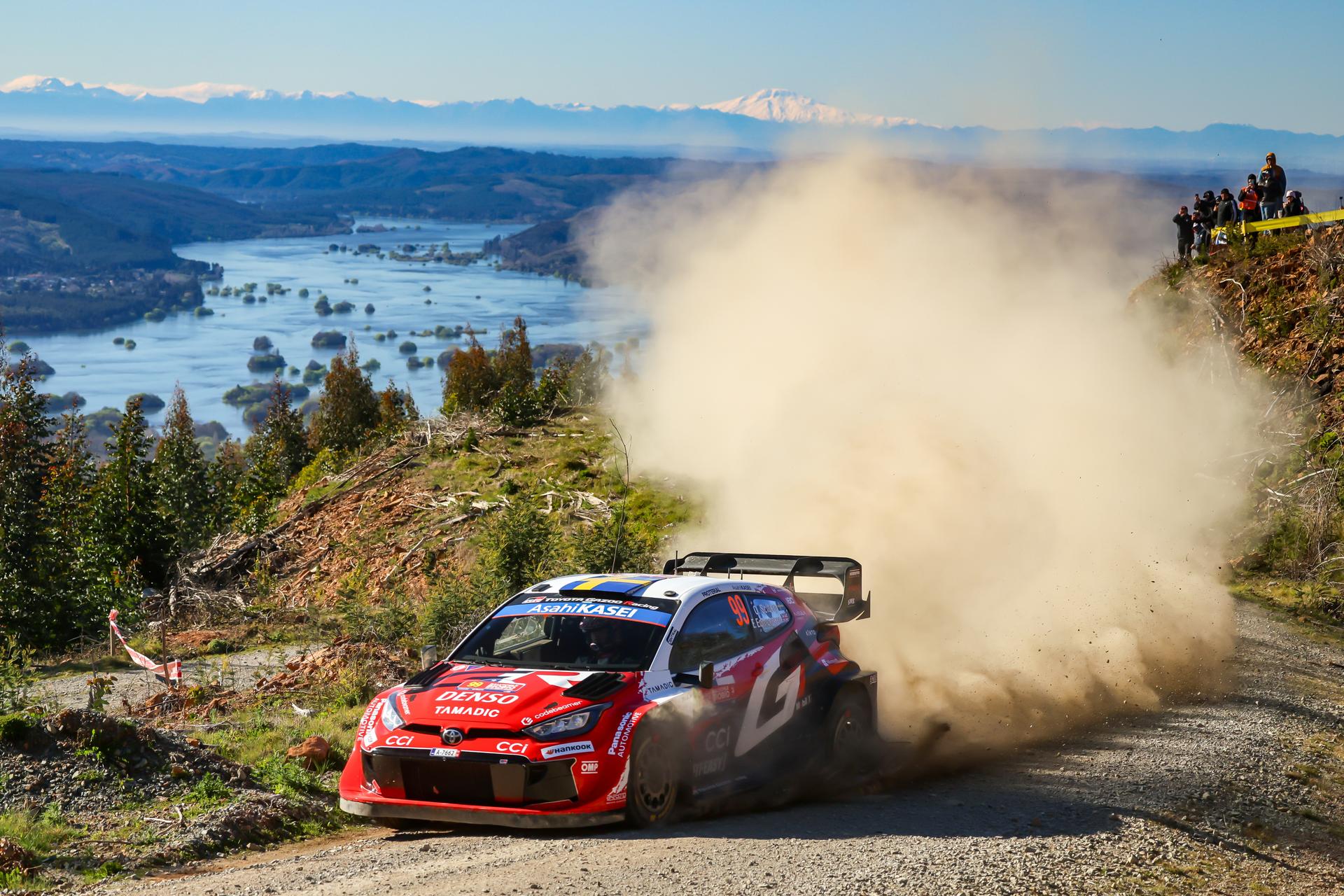 ATTENTION EDITORS - HANDOUT PICTURES - EDITORIAL USE ONLY MANDATORY CREDIT Toyota Gazoo Racing. This handout picture, released by Toyota Gazoo Racing on Sunday 13 September 2026 shows Oliver Solberg and Elliott Edmondson in action during the WRC Rally Chile, the 12th manche of the FIA World Rally Cup. Belga and Belga editorial board decline all responsability regarding the content of this picture. PHOTO HANDOUT TOYOTA GAZOO RACING