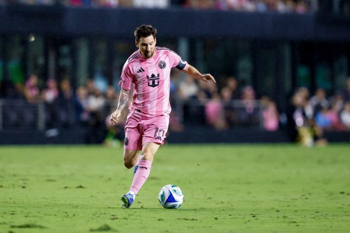 Inter Miami's Argentine forward Lionel Messi #10 controls the ball during the Major League Soccer (MLS) non-conference regular season soccer match between Inter Miami CF and D.C United at Chase Stadium in Fort Lauderdale, Florida, on September 20, 2025. Chris Arjoon / AFP