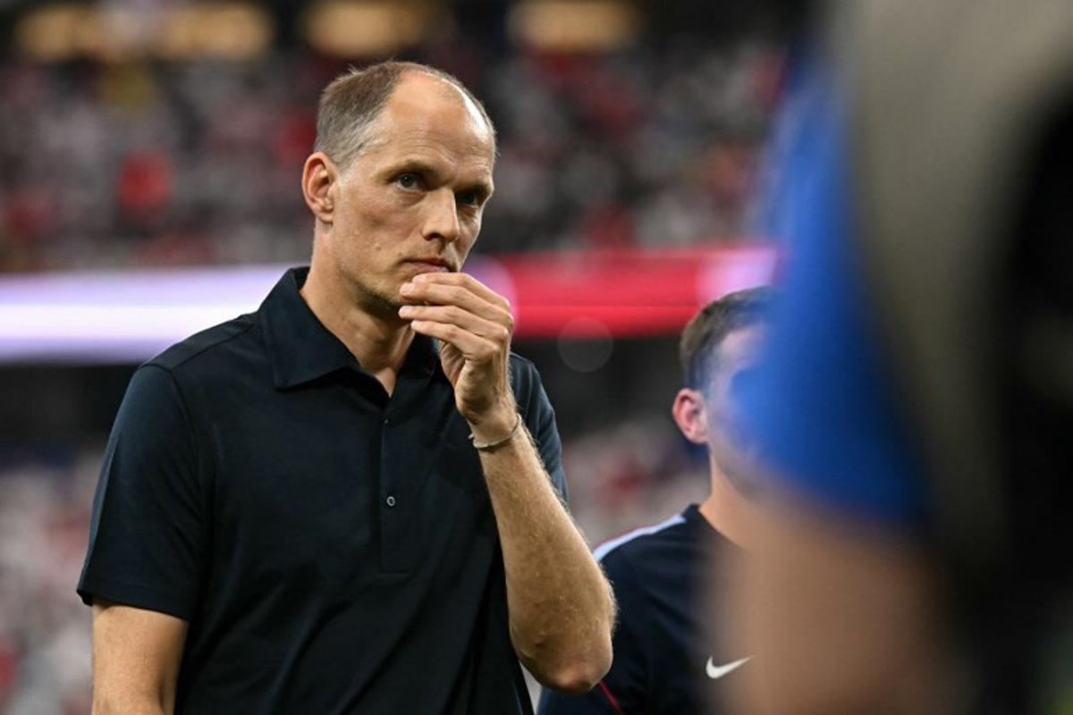 England's German head coach Thomas Tuchel reacts during the 2026 World Cup Group L football match between England and Croatia at the Dallas Stadium in Arlington on June 17, 2026. Paul ELLIS / AFP