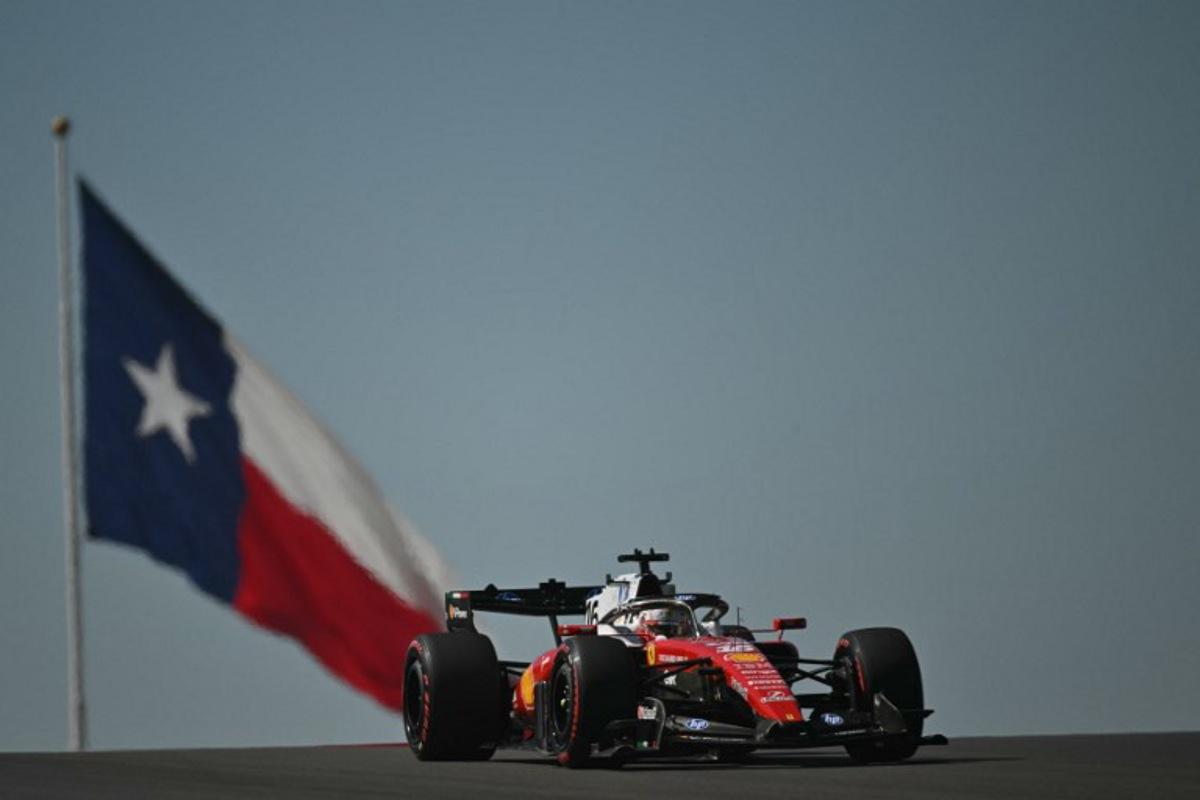 Ferrari's Monegasque driver Charles Leclerc races during a practice session for the United States Formula One Grand Prix at the Circuit of the Americas in Austin, Texas, on October 23, 2026. ANGELA WEISS / AFP
