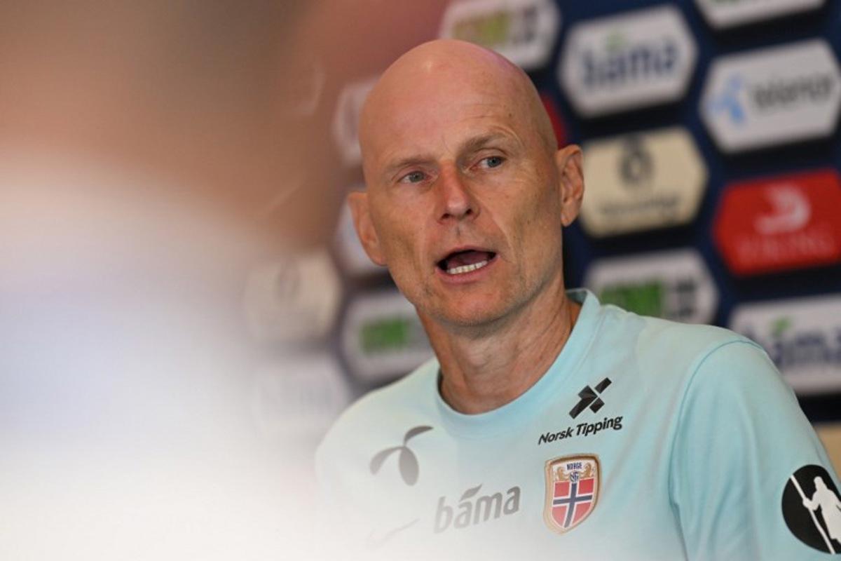 Norway's head coach Stale Solbakken gives a press conference in Montclair, New Jersey, on July, 6, 2026 during the 2026 World Cup football torunament. MAURO PIMENTEL / AFP
