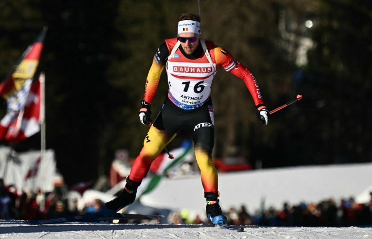 Belgium's Thierry Langer competes in the men's 10km sprint event of the IBU Biathlon World Cup in Antholz-Anterselva, Italy, on January 24, 2025. Marco BERTORELLO / AFP