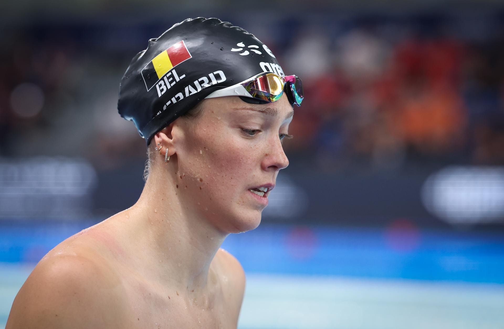 Belgian Florine Gaspard pictured after the heats of the Women's 100m Freestyle, at the European Aquatics Championships in Paris, France on Monday 10 August 2026. BELGA PHOTO VIRGINIE LEFOUR