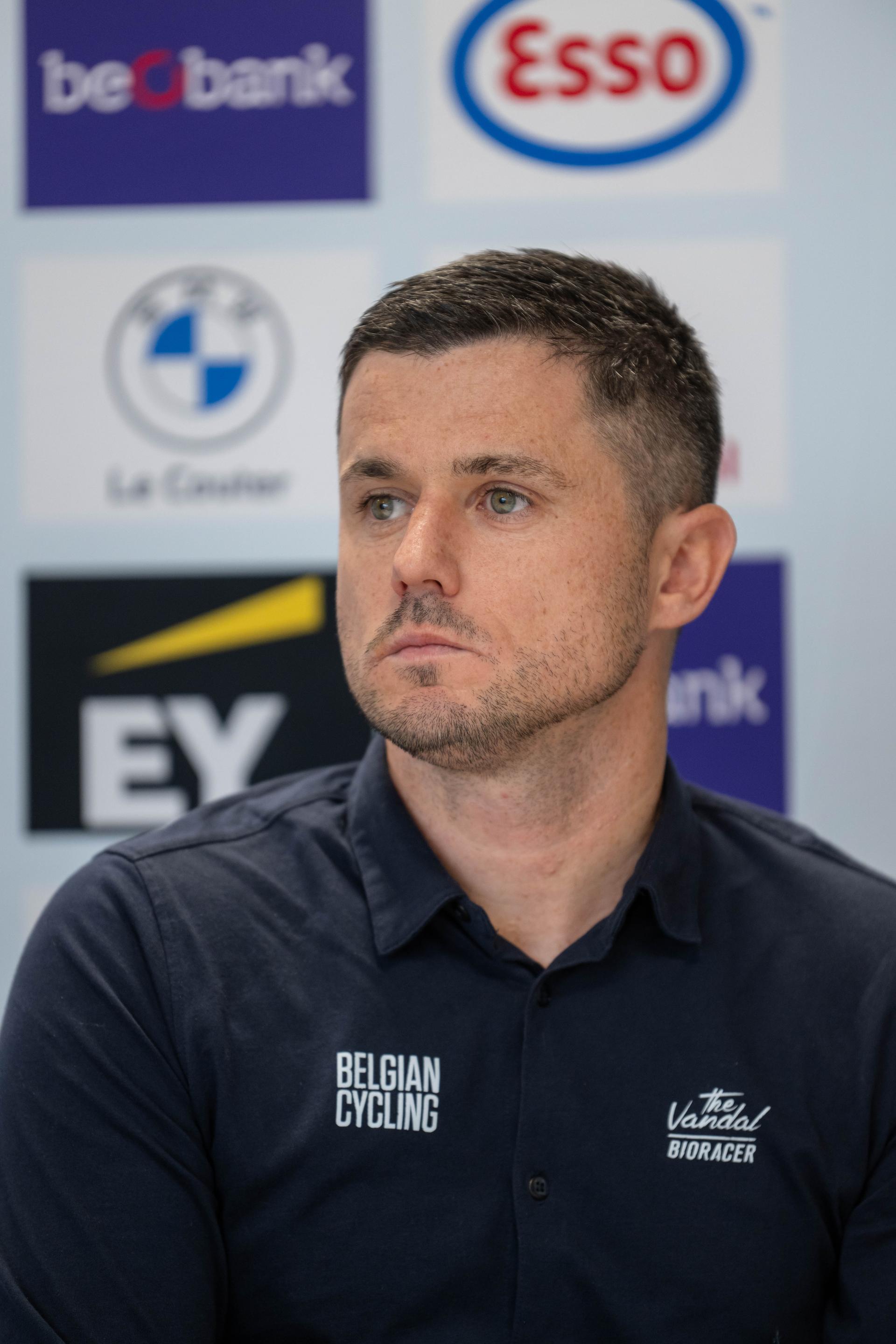Belgian head coach Angelo De Clercq is pictured during a press conference to present the Belgian selection for the UCI World Championships Cyclocross, Monday 12 January 2026 in Tubize. The 2026 Worlds are taking place in Hulst, the Netherlands on 30-31 January and 1 February. BELGA PHOTO JONAS ROOSENS