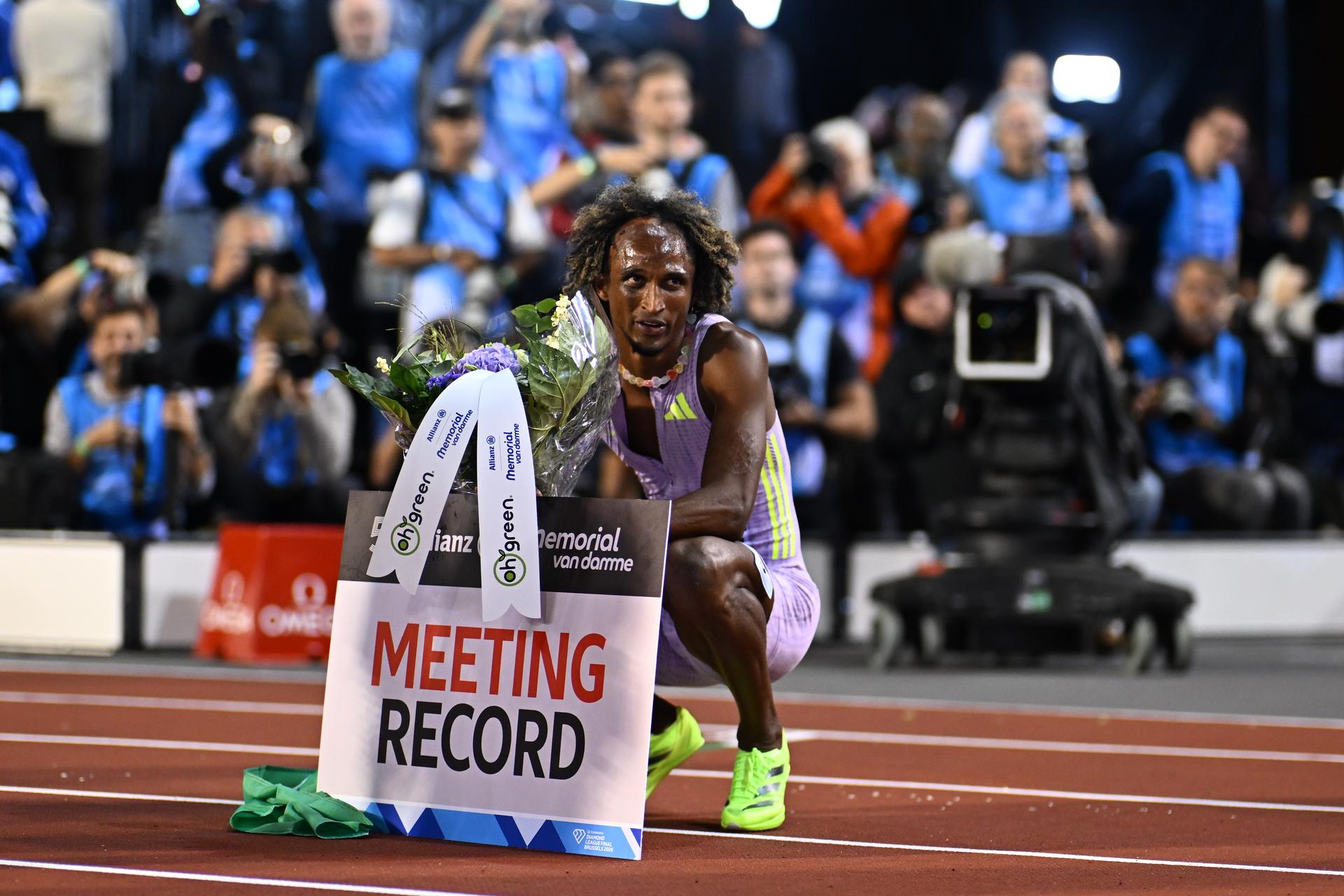 Brazilian Alison dos Santos runs a meeting record at the 400m hurdles race, at the 50th edition of the Memorial Van Damme Diamond League athletics event in Brussels, Saturday 5 September 2026. BELGA PHOTO JASPER JACOBS