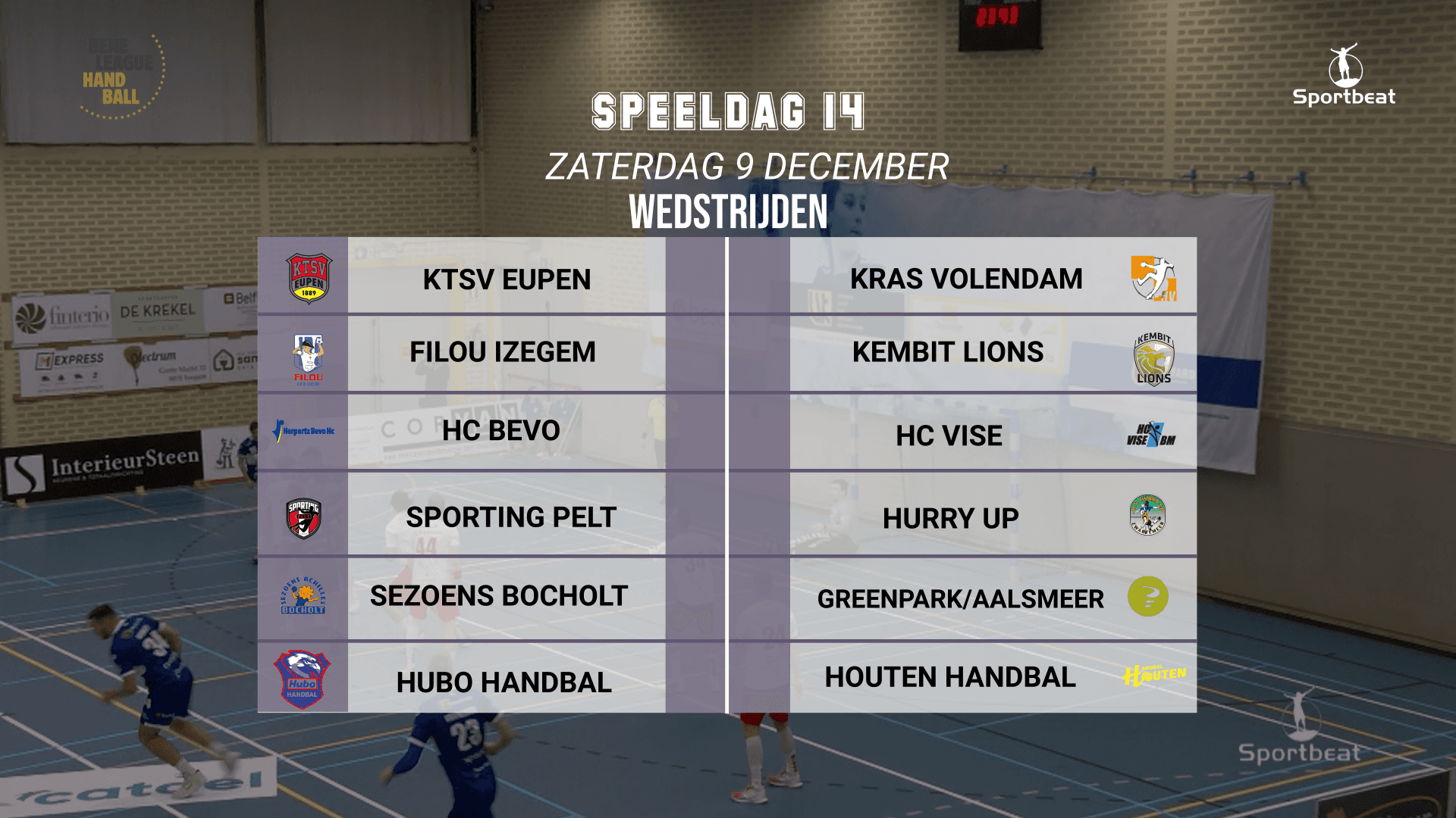 Vijf wedstrijden uit de Beneleague competitie zaterdag te volgen via Livestream.