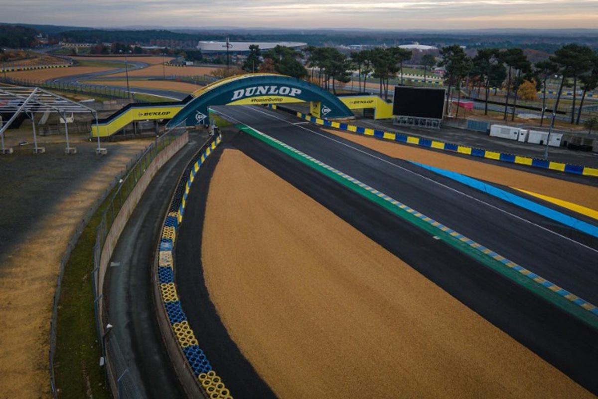 This aerial view partially shows the Bugatti circuit in Le Mans, western France, on November 26, 2021. Lou BENOIST / AFP