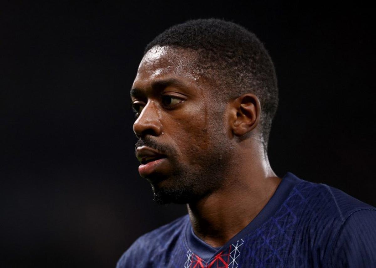 Paris Saint-Germain's French forward #10 Ousmane Dembele reacts during the French L1 football match between Paris Saint-Germain (PSG) and Stade Rennais FC at the Parc des Princes stadium in Paris on December 6, 2025. FRANCK FIFE / AFP