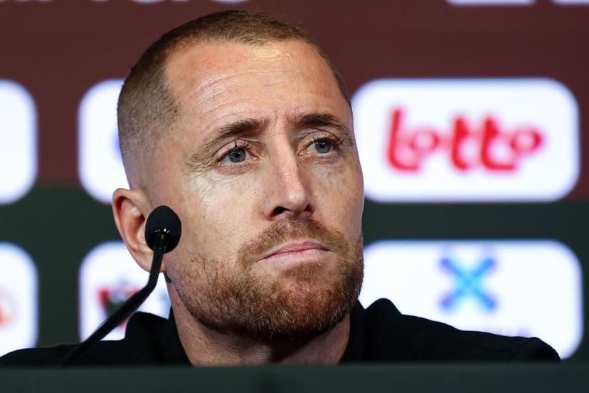 U21 coach Gil Swerts is pictured during a press conference to announce the selection of the Red Devils, the Belgian national soccer team, at the national training center in Tubize, Friday 18 September 2026. The team is preparing for fixtures in the UEFA Nations League competition. BELGA PHOTO BRUNO FAHY
