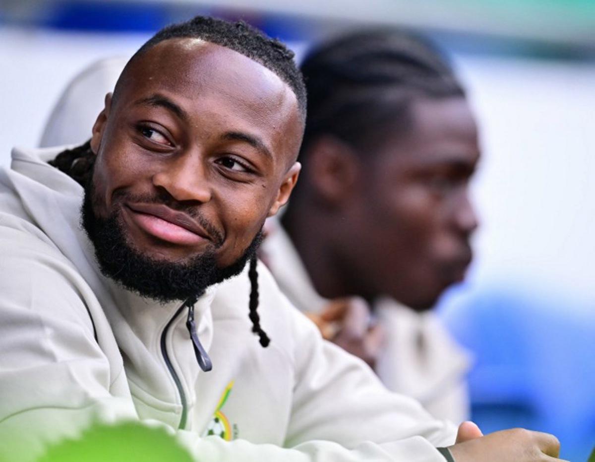 Ghana's forward #11 Antoine Semenyo reacts ahead of the international friendly football match between Wales and Ghana ahead of the 2026 FIFA World Cup football tournament, at Cardiff City Stadium, in Cardiff, on June 2, 2026. Ben STANSALL / AFP