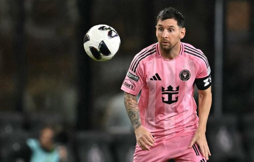 Inter Miami's Argentine forward #10 Lionel Messi eyes the ball during the Leagues Cup 2026 group-stage football match between Inter Miami CF and Atletico de San Luis at Nu Stadium in Miami, Florida, on August 5, 2026. CHANDAN KHANNA / AFP