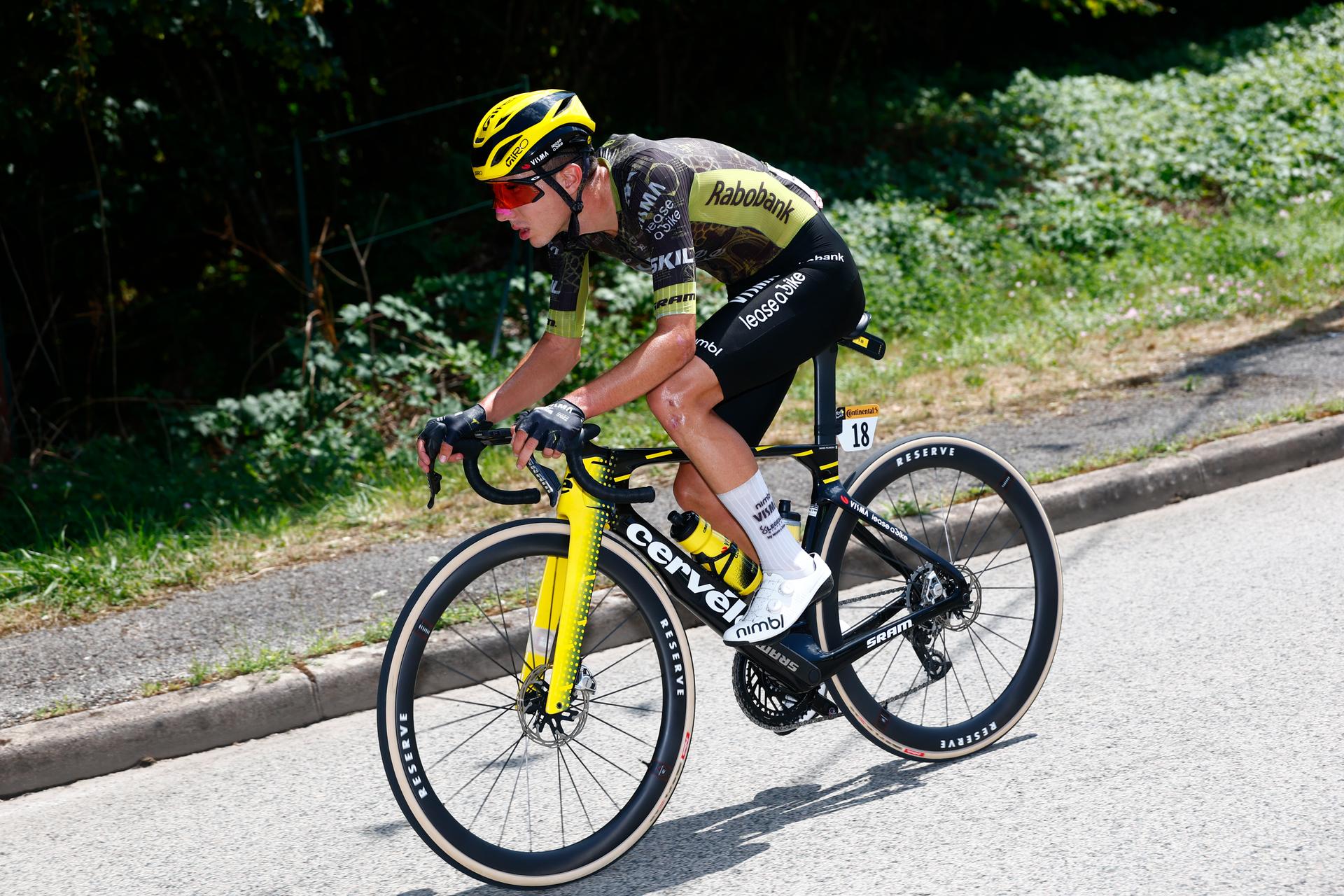 Italian Davide Piganzoli of Team Visma-Lease a Bike pictured in action during stage 13 of the 2026 Tour de France cycling race, a stage of 205km from Dole to Belfort, on Friday 17 July 2026. The 113th edition of the Tour de France starts on Saturday 4 July in Barcelona, Spain, and will finish in Paris, France on the 26th of July. BELGA PHOTO POOL LUCA BETTINI