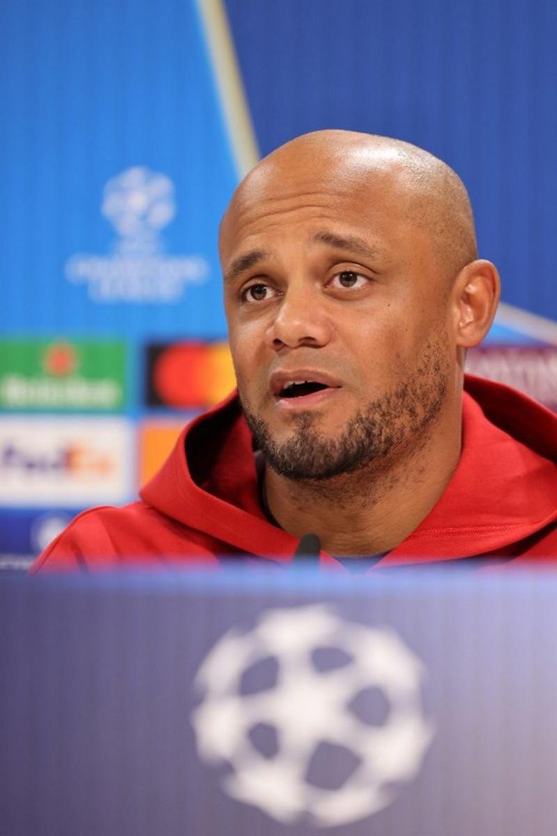 Bayern Munich's Belgian head coach Vincent Kompany delivers a press conference at the club's training ground in Munich, on April 7, 2025, on the eve of the UEFA Champions League first leg quarter final match against Inter Milan. Alexandra BEIER / AFP