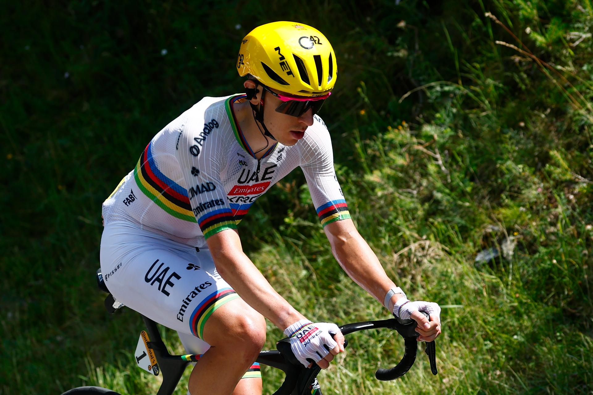 Slovenian Tadej Pogacar of UAE Team Emirates XRG pictured in action during stage 3 of the 2026 Tour de France cycling race, a stage of 195,9km from Granollers, Spain, to Les Angles, France, Monday 06 July 2026. The 113th edition of the Tour de France starts on Saturday 4 July in Barcelona, Spain, and will finish in Paris, France on the 26th of July. BELGA PHOTO POOL LUCA BETTINI
