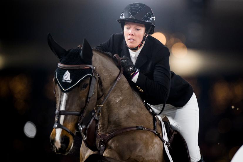 Belgian Gudrun Patteet with Sea Coast Pebbles Z pictured in action during the FEI World Cup Jumping competition at the 'Vlaanderens Kerstjumping - Memorial Eric Wauters' equestrian event, in Mechelen, Sunday 30 December 2018. BELGA PHOTO JASPER JACOBS