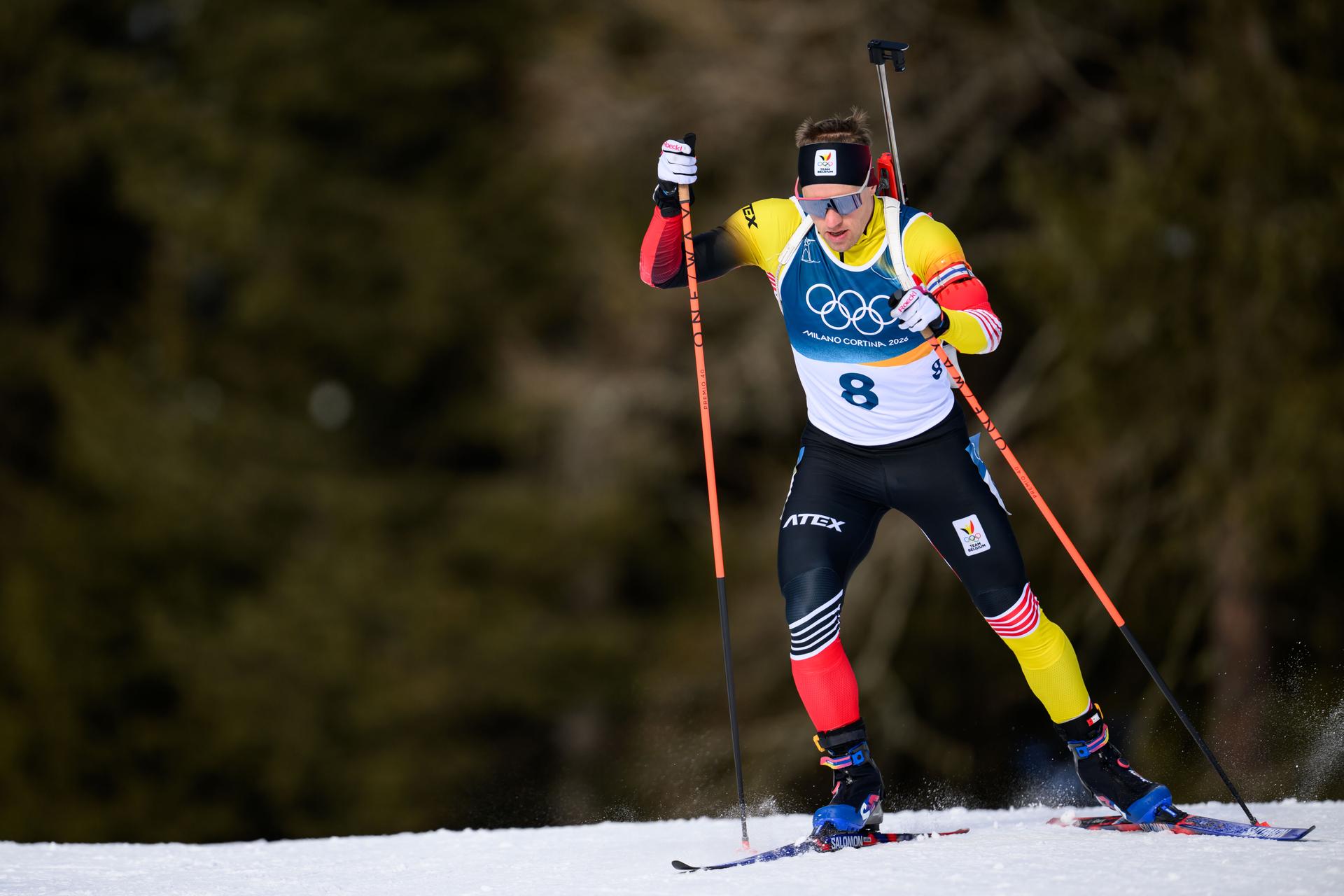 260213 Thierry Langer of Belgium competes in men's biathlon 10 km sprint during day 7 of the 2026 Winter Olympics on February 13, 2026 in Anterselva. Photo: Jon Olav Nesvold / BILDBYRÅN / COP 217 / MB1325 skidskytte biathlon skiskyting olympic games olympics winter olympics os ol olympiska spel vinter-os olympiske leker milano cortina 2026 milan cortina 2026 milano cortina 2026 olympic games milano cortina 2026 winter olympic games milano cortina-os milano cortina-ol vinter-ol 7 bbeng sprint *** BENELUX ONLY ***