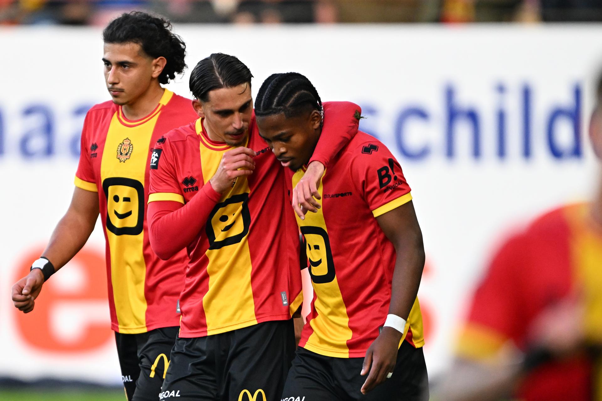 Mechelen's Simion Michez celebrates after scoring during a soccer match between KV Mechelen and KRC Genk, Saterday 31 October 2026 in Mechelen, on day 10 of the 2026-2027 'Jupiler Pro League' first division of the Belgian championship. BELGA PHOTO JASPER JACOBS