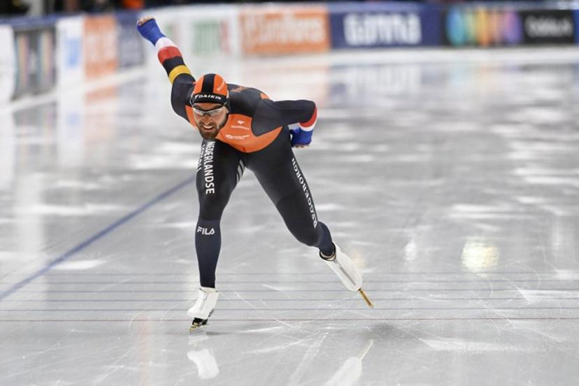 Gold medal Netherland's Kjeld Nuis competes during the 1000m Division A of the ISU World Cup Speed Skating in Var Energi Arena Sormarka in Stavanger, Norway, on December 1, 2023. Carina Johansen / NTB / AFP