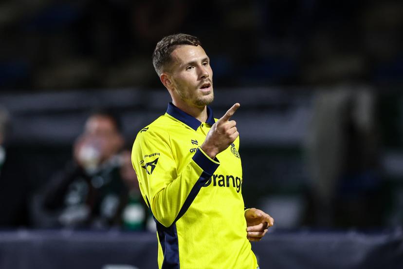 Union's Raul Florucz celebrates after scoring during a soccer match between Royale Union Saint-Gilloise and Lommel SK, Saturday 12 September 2026 in Brussels, on day 6 of the 2026-2027 'Jupiler Pro League' first division of the Belgian championship. BELGA PHOTO BRUNO FAHY
