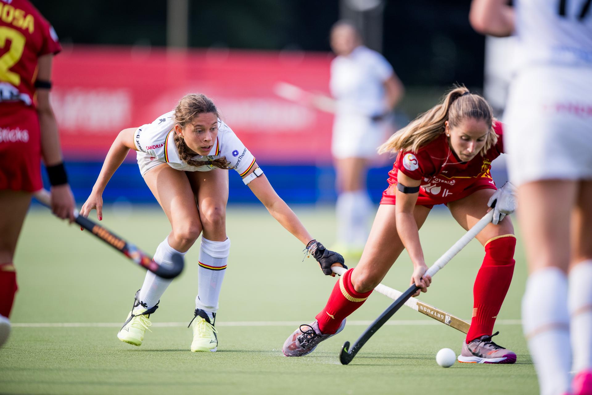 Belgium's Perrine de Clerck pictured in action during a hockey game between Belgian national team Red Panthers and Spain, match 11/16 in the group stage of the 2025 women's FIH Pro League, Tuesday 17 June 2025 in Antwerp. BELGA PHOTO JASPER JACOBS