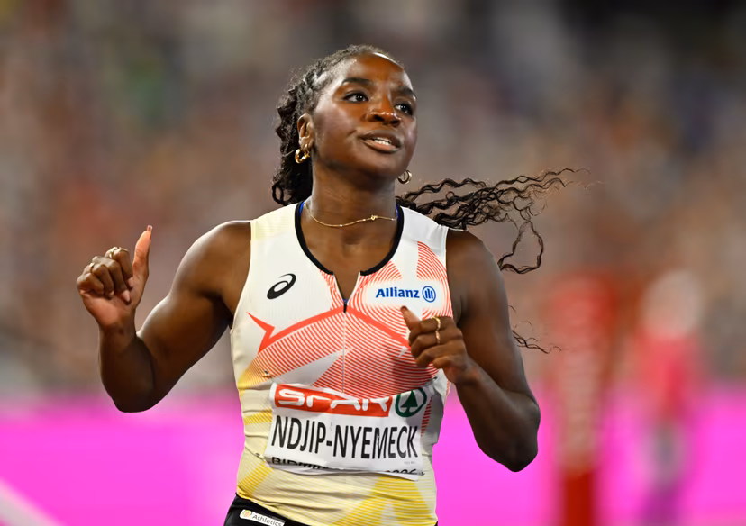 Belgian Yanla Ndjip-Nyemeck reacts after the final of the women's 100m Hurdles on the second day of the European Athletics Championships (August 10-18) in Birmingham, United Kingdom, on Tuesday 11 August 2026. BELGA PHOTO ERIC LALMAND