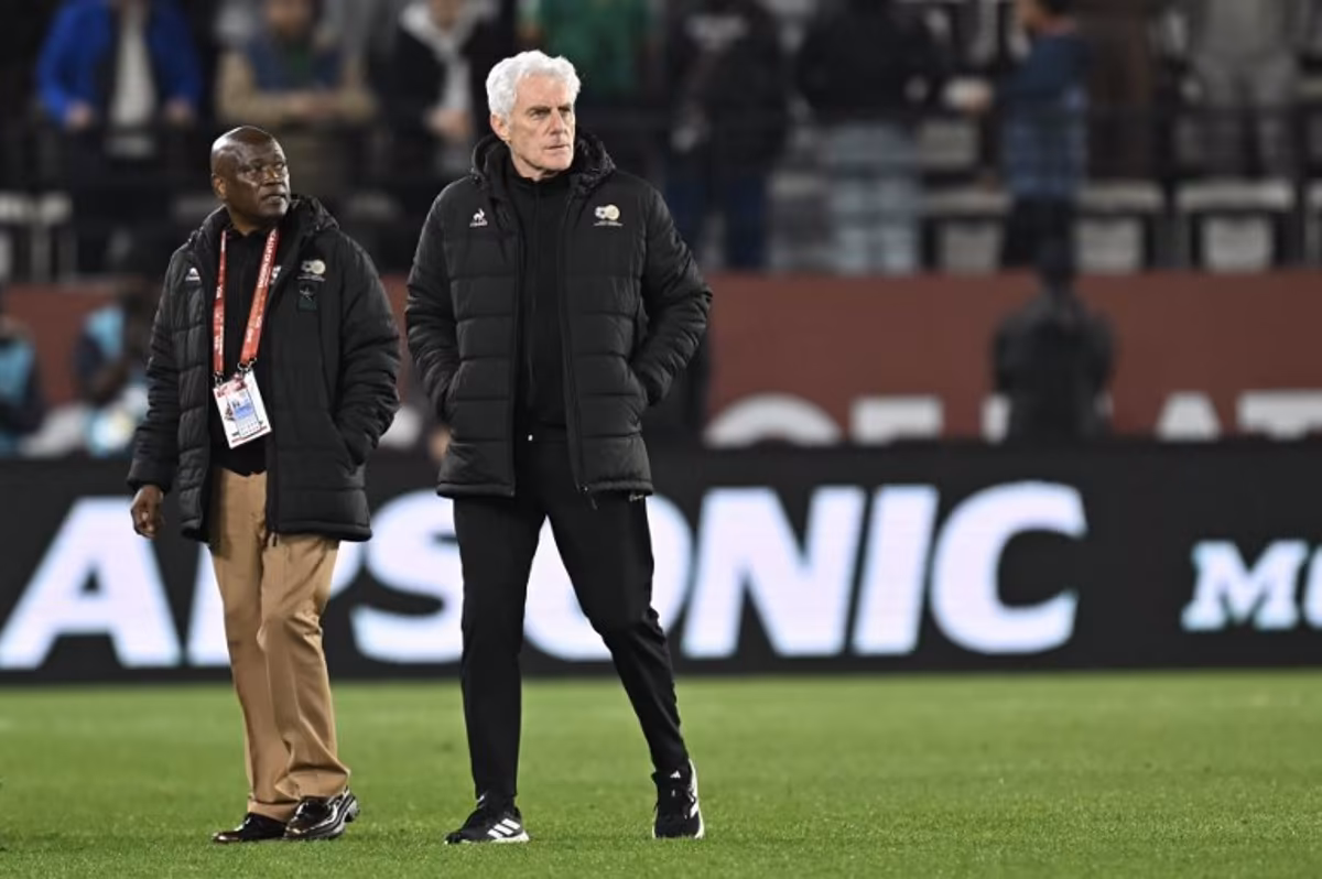 South Africa's head coach Hugo Broos is seen after the Africa Cup of Nations (CAN) round of 16 football match between South Africa and Cameroon at Al Medina Stadium in Rabat on January 4, 2026. Paul ELLIS / AFP