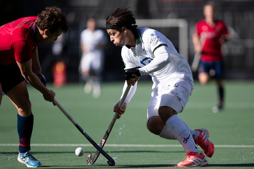 WatDuck's William Ghislain pictured during a hockey game between KHC Dragons and Waterloo Ducks, on Sunday 11 October 2026 in Brasschaat, on day 6 of the Belgian first division hockey championship. BELGA PHOTO KRISTOF VAN ACCOM