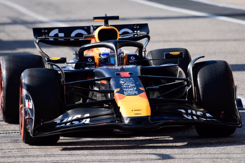Red Bull Racing's Dutch driver Max Verstappen drives in pit lane during the qualifying session for the United States Formula One Grand Prix at the Circuit of the Americas in Austin, Texas, on October 18, 2025. John Locher / POOL / AFP