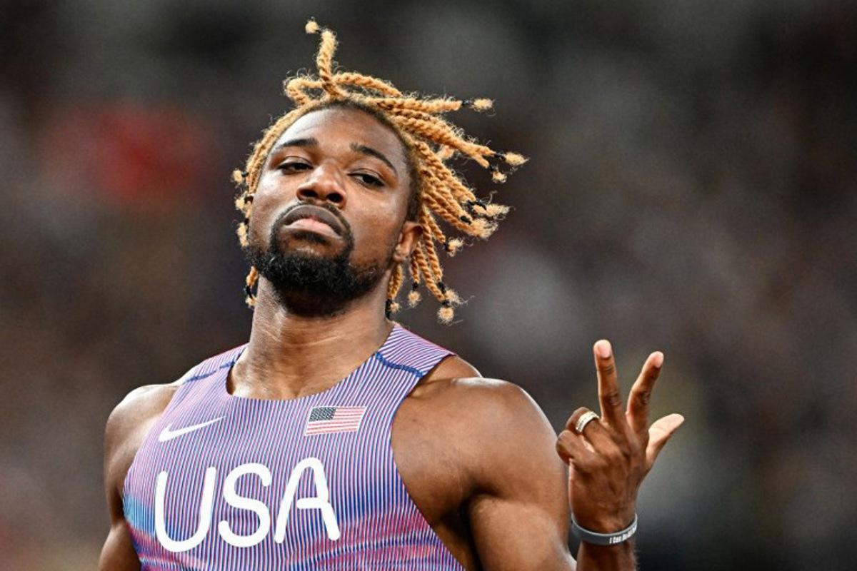 US sprinter Noah Lyles reacts after competing in the men's 200m semi-final during the World Athletics Championships in Tokyo on September 18, 2025. Jewel SAMAD / AFP