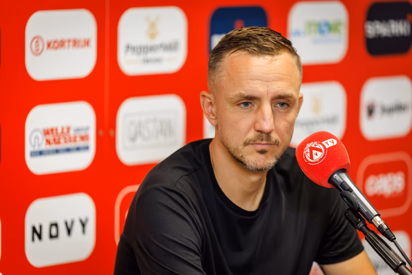 Kortrijk's head coach Daniel Beichler pictured during a press conference of Belgian soccer team KV Kortrijk, to present Austrian Beichler as new head coach, Wednesday 7 October 2026 in Kortrijk. BELGA PHOTO KURT DESPLENTER