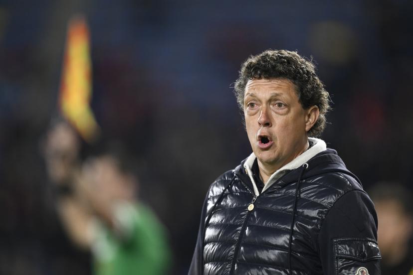 Liege's head coach Gaetan Englebert reacts during a soccer game between SK Beveren and RFC Liege, Saturday 21 March 2026 in Beveren, on day 31 of the 2025-2026 'Challenger Pro League' 1B second division of the Belgian championship. BELGA PHOTO JOHN THYS