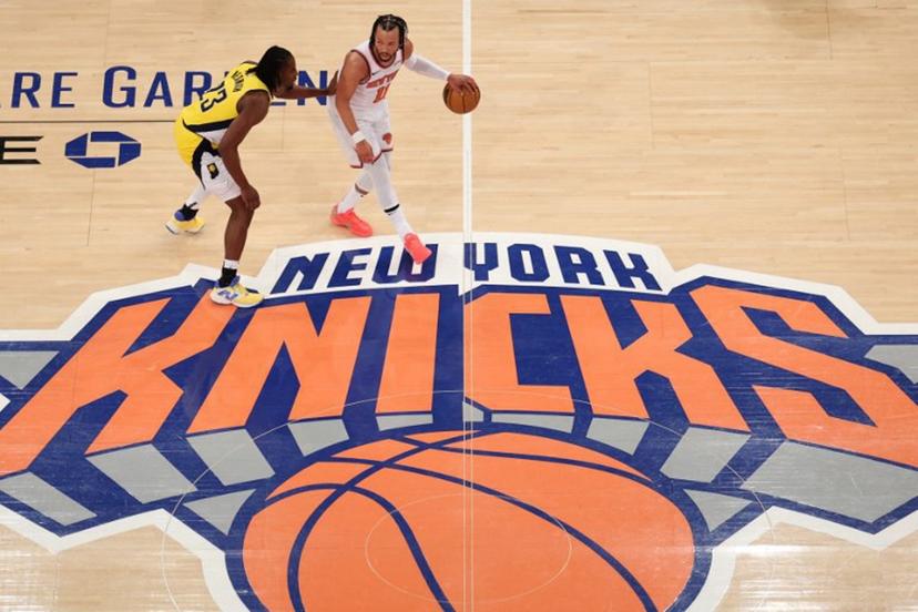 The Knicks' point guard #11 Jalen Brunson dribbles the ball under pressure from the Pacers' small forward #23 Aaron Nesmith during Game Five of the Eastern Conference Finals of the 2025 NBA Playoffs between the New York Knicks and the Indiana Pacers at Madison Square Garden in New York on May 29, 2025. CHARLY TRIBALLEAU / AFP