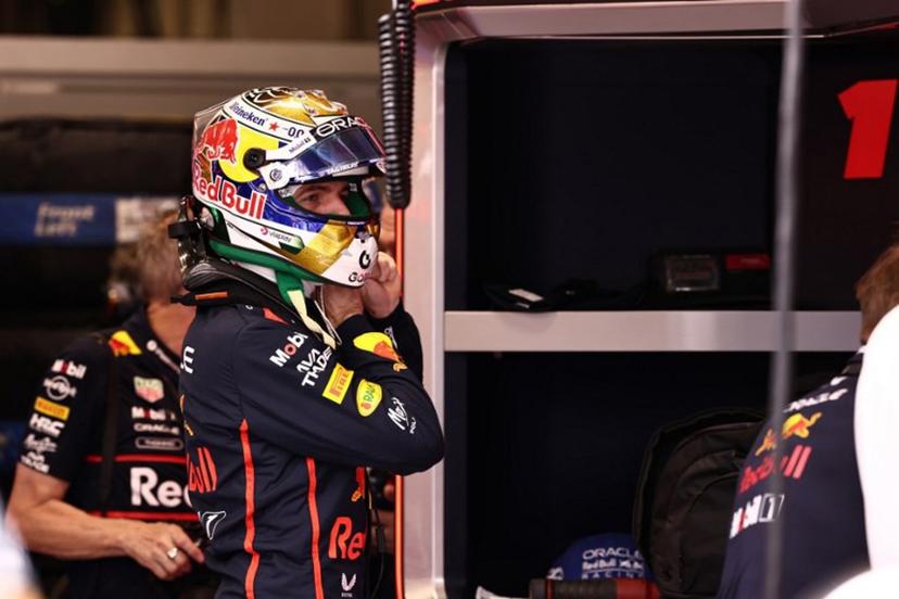 Red Bull Racing's Dutch driver Max Verstappen gestures in the garage during the qualifying session of the Sao Paulo Formula One Grand Prix at the Jose Carlos Pace racetrack, aka Interlagos, in Sao Paulo, Brazil on November 8, 2025. JEAN CARNIEL / POOL / AFP
