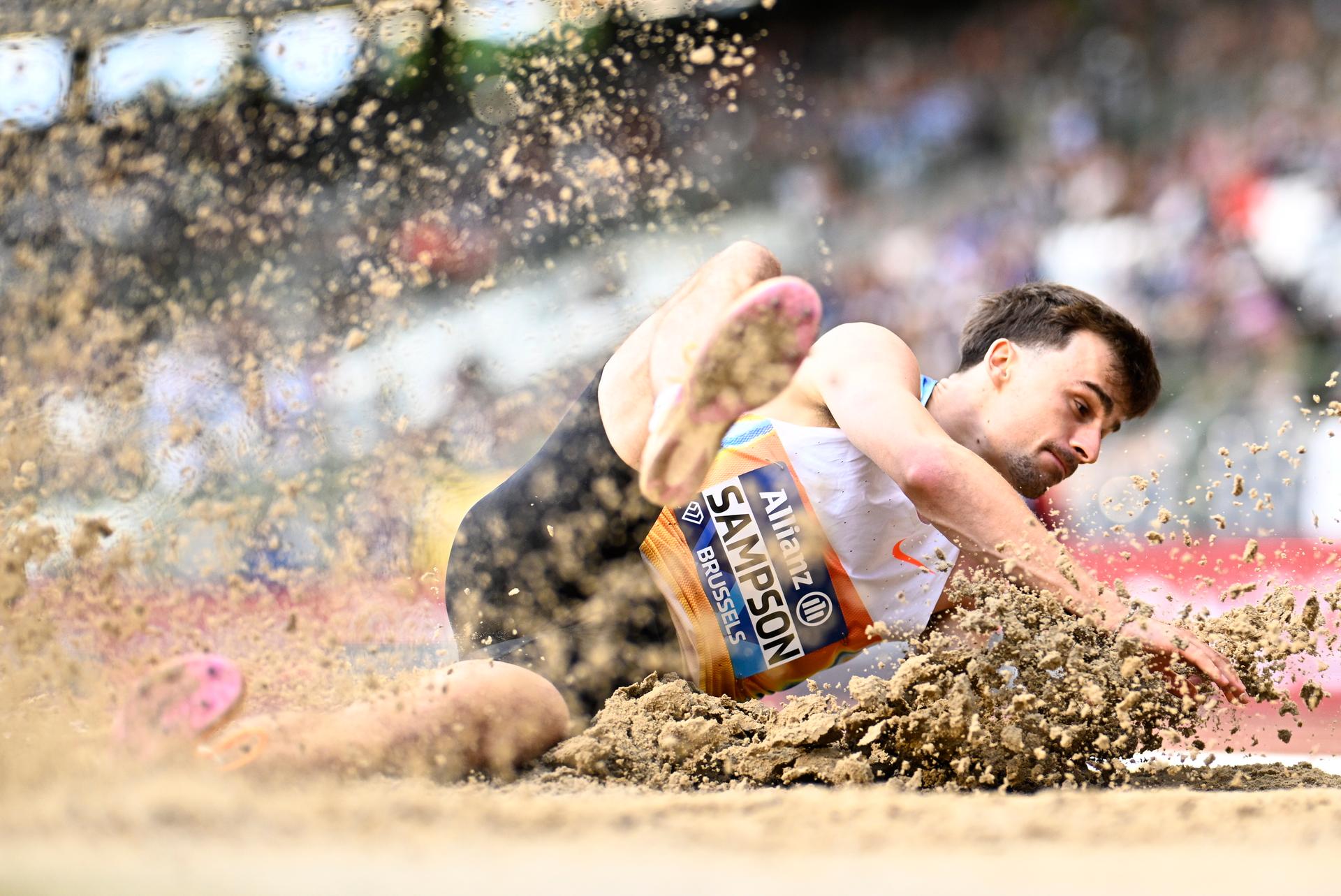 Belgium's Yanni Sampson pictured in action during the long jump event, at the 50th edition of the Memorial Van Damme Diamond League athletics event in Brussels, Friday 4 September 2026. BELGA PHOTO JASPER JACOBS