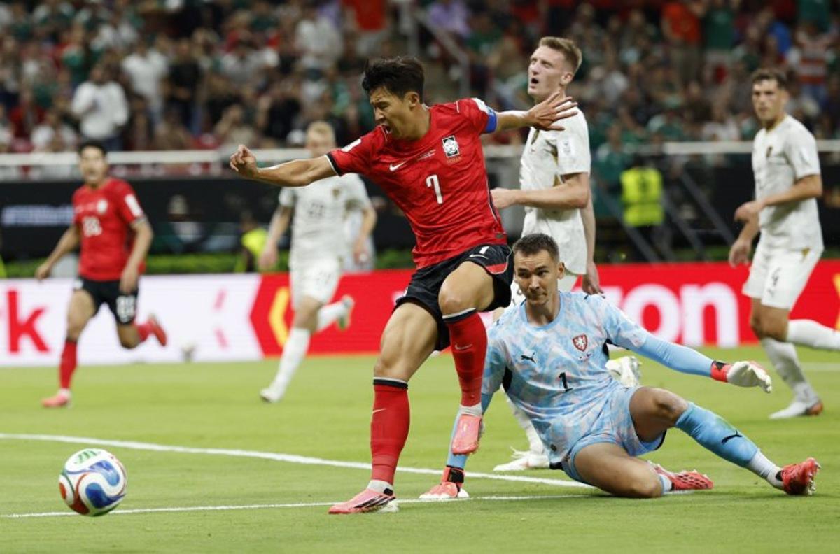 South Korea's forward #07 Son Heung-min reacts to a missed chance during the 2026 World Cup Group A football match between South Korea and the Czech Republic at the Guadalajara Stadium in Zapopan on June 11, 2026. Ulises RUIZ / AFP