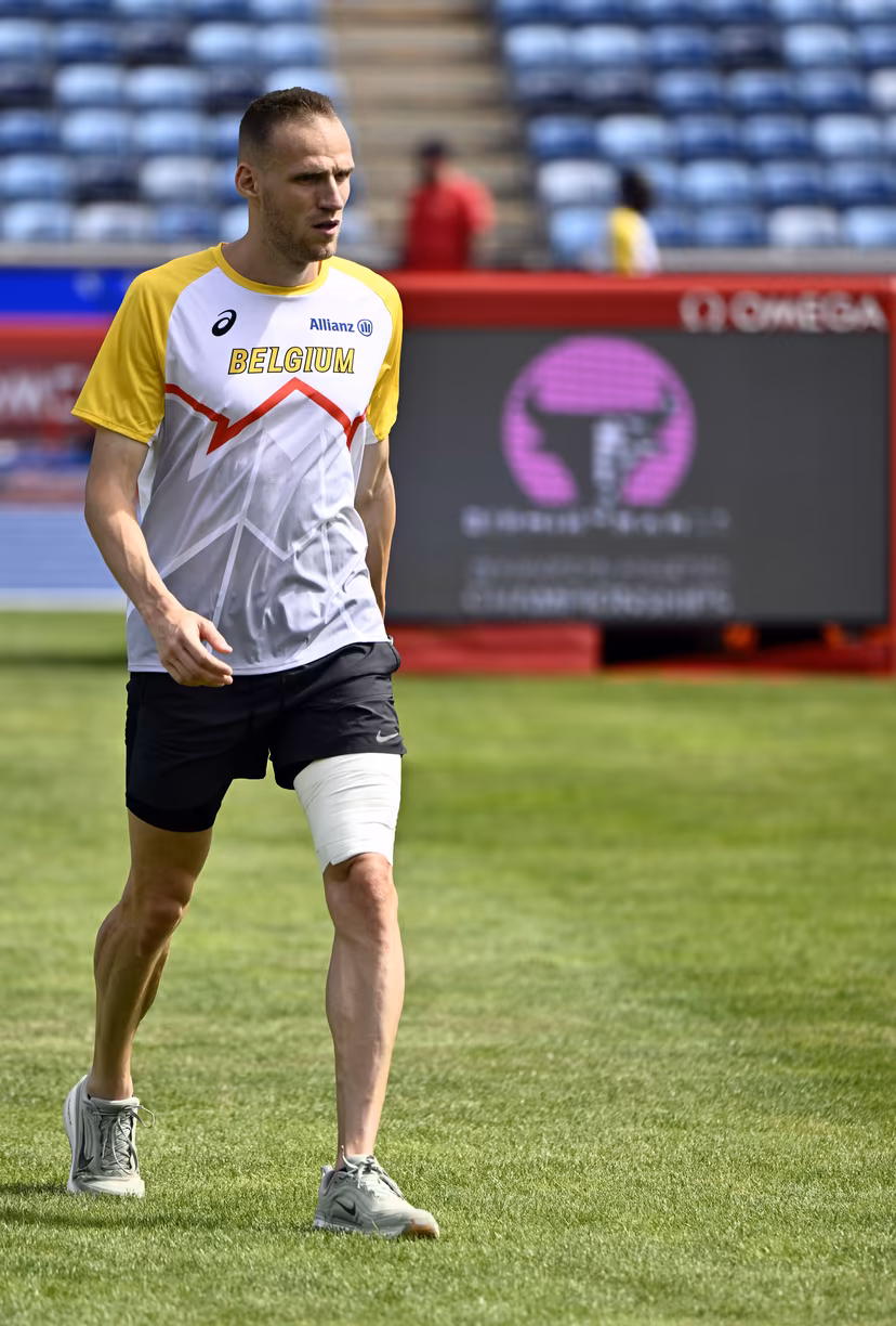 Belgian athlete Eliott Crestan pictured during a training session in preparation of the European Athletics Championships (August 10�18), in Birmingham, United Kingdom, on Sunday 09 August 2026. BELGA PHOTO ERIC LALMAND
