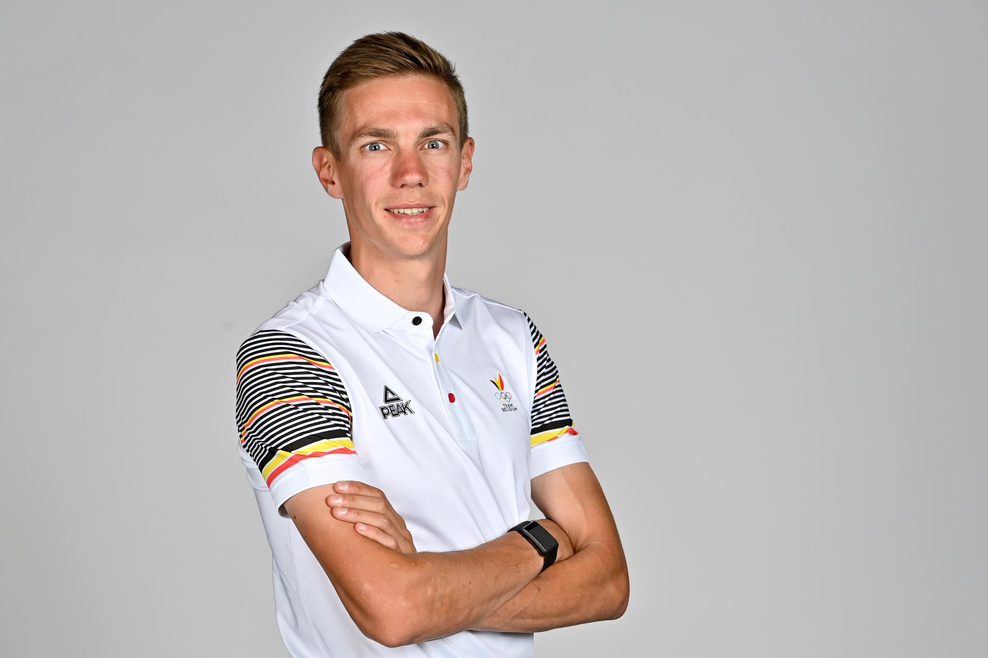 Belgian speed skater Bart Swings poses for the photographer at a photoshoot for the Belgian Olympic Committee BOIC - COIB ahead of the The World Games 2022 sports event, Monday 20 June 2022 in Deurne, Antwerp. BELGA PHOTO DIRK WAEM