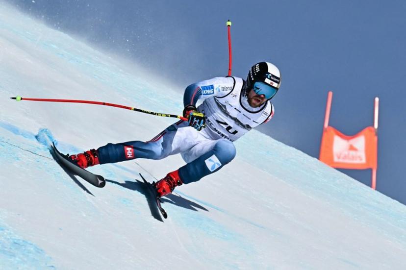 Norway's Aleksander Aamodt Kilde competes in the men's downhill race part of the FIS Alpine Ski World Cup 2025-2026, in Crans Montana, Switzerland, on February 1, 2026. Fabrice COFFRINI / AFP