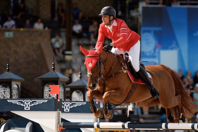 Belgium's Nicola Philippaerts on the horse H&M LUNA VAN'T RUYTERSHOF Z competes during the Global Champions League 1.55m Round 1 Team Competition of the Longines Global Champions Tour at Stockholm's historic Olympic Stadium, Sweden, on June 29, 2024. Oscar OLSSON / TT News Agency / AFP